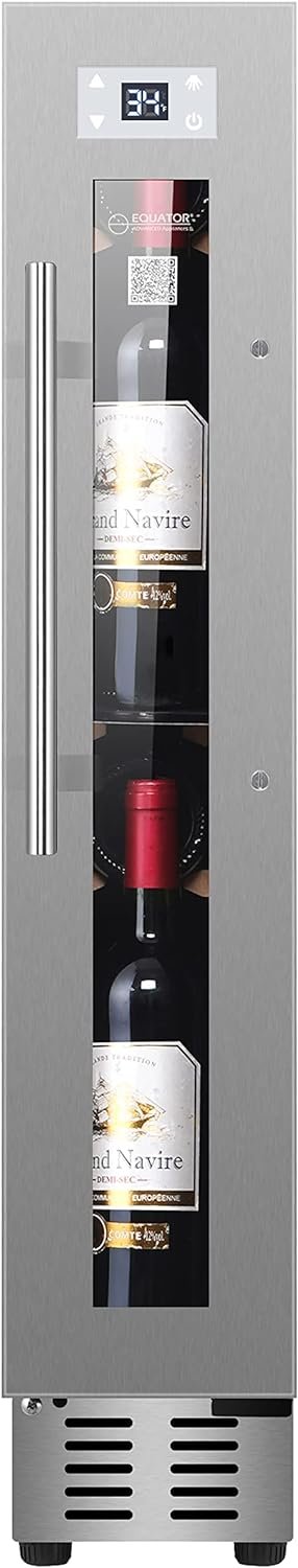 EQUATOR 9 bottle Built-in/Freestanding Wine Ref with 7 color LED Lights (Stainless)