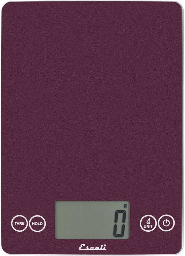 Escali Arti Glass Food Scale Digital Countertop Kitchen, Baking and Cooking Scale with Nutrition and Calorie Counter, 15-Pound Capacity, 9 x 6.5 x .75, Gray Storm
