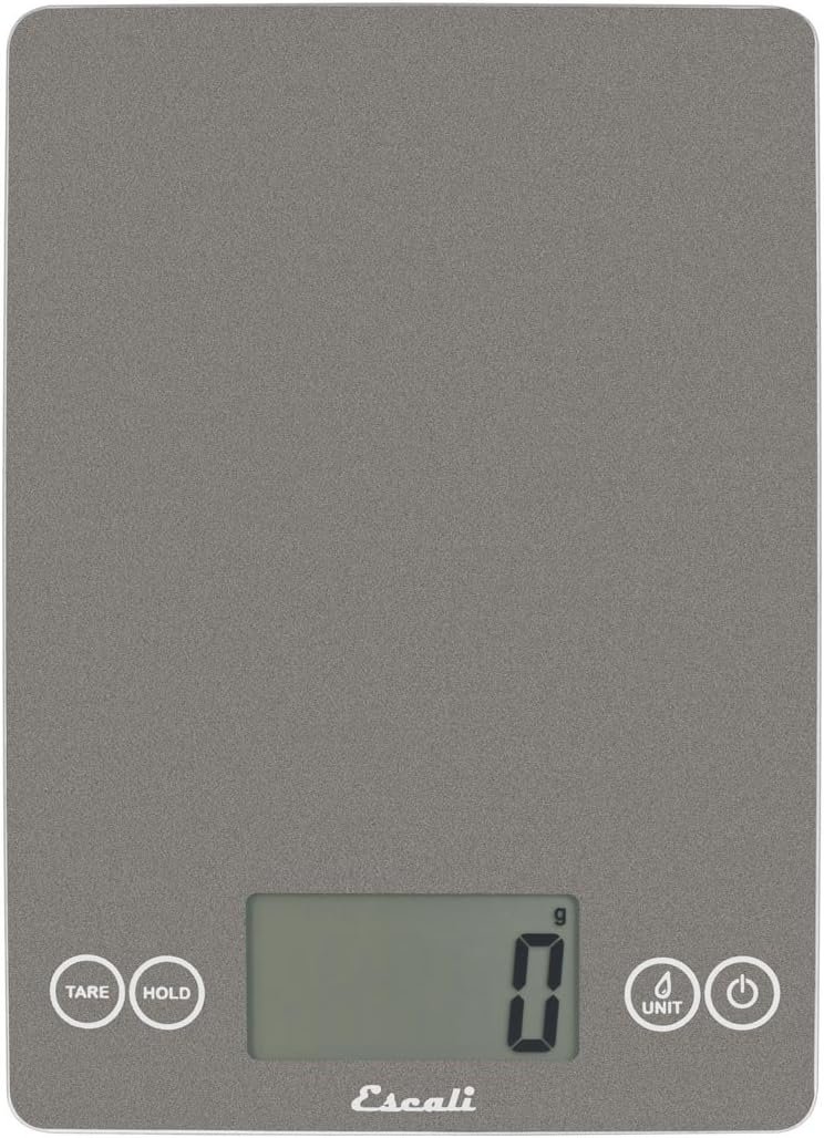 Escali Arti Glass Food Scale Digital Countertop Kitchen, Baking and Cooking Scale with Nutrition and Calorie Counter, 15-Pound Capacity, 9 x 6.5 x .75, Gray Storm
