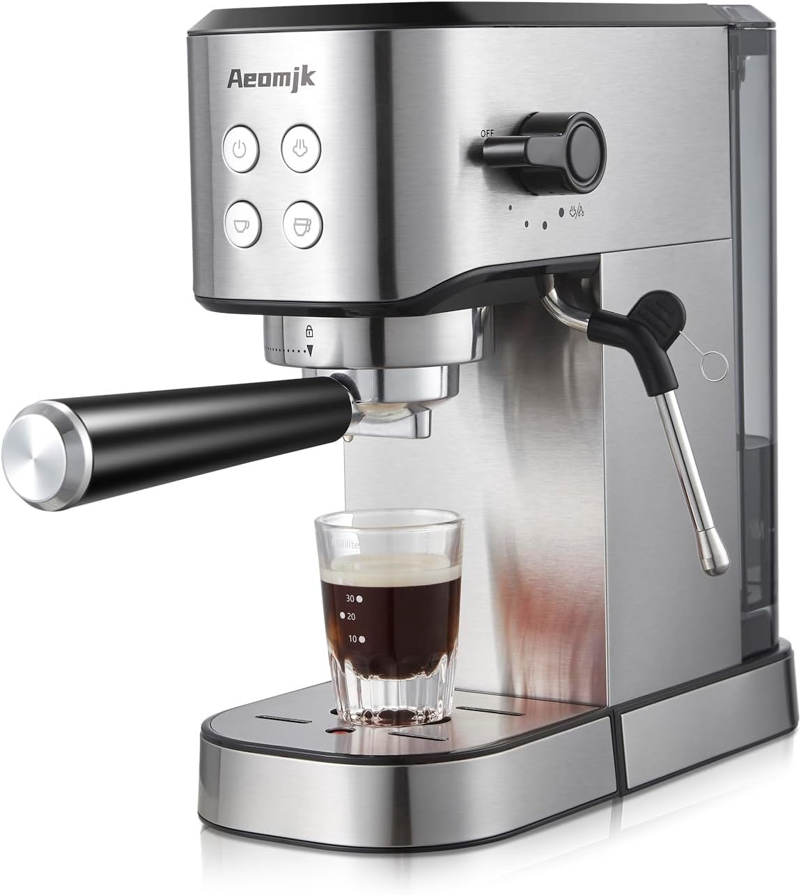 Espresso Machine, 20 Bar Stainless Steel Espresso Maker with Milk Frother Steam Wand, Coffee Espresso Machine for Cappuccino, Latte, for Home, 34oz Removable Water Tank