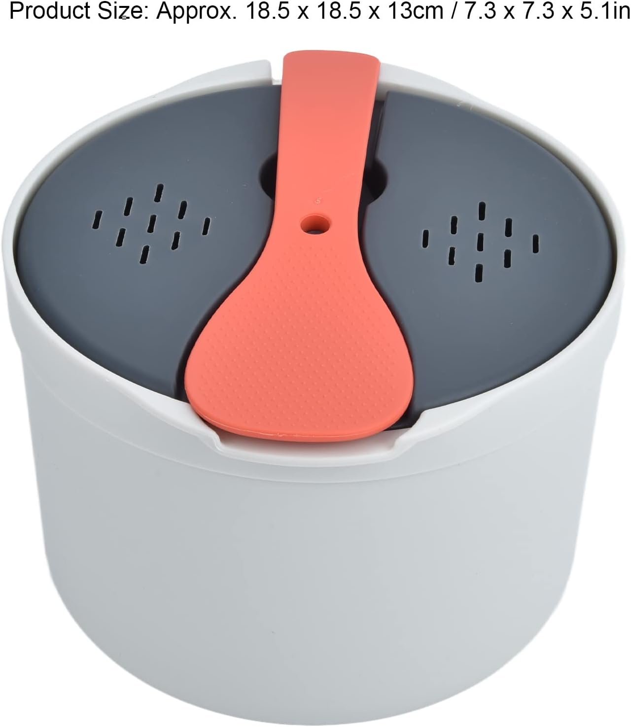 Estink Microwave Rice Cooker Set, 2L Food Grade PP Material Rice Spoon Lid Strainer Steaming Pot Rice Cooker Set Kitchen Cookware Rice Maker for Home Meal Prep Cooker (Orange)