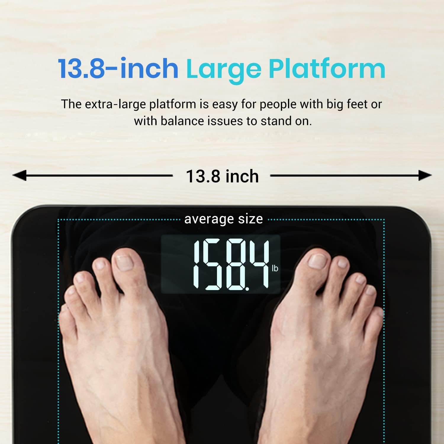 Etekcity Bathroom Scale for Body Weight, Digital Weighing Machine for People, Accurate  Large LCD Backlight Display, 6mm Tempered Glass, 400 lbs