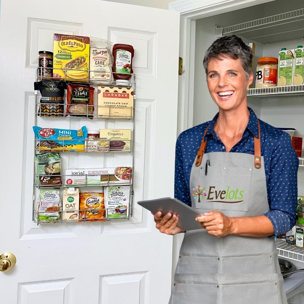 Evelots Pantry Door Spice Rack fits up to 40 Jars - 5 Tier Hanging or Wall Mount Pantry Door Organizer and Kitchen Storage Heavy Duty Metal Closet Seasoning Organization - Easy Install Evelots Pantry Door Spice Rack fits up to 40 Jars - 5 Tier Hanging or Wall Mount Pantry Door Organizer and Kitchen Storage Heavy Duty Metal Closet Seasoning Organization - Easy Install