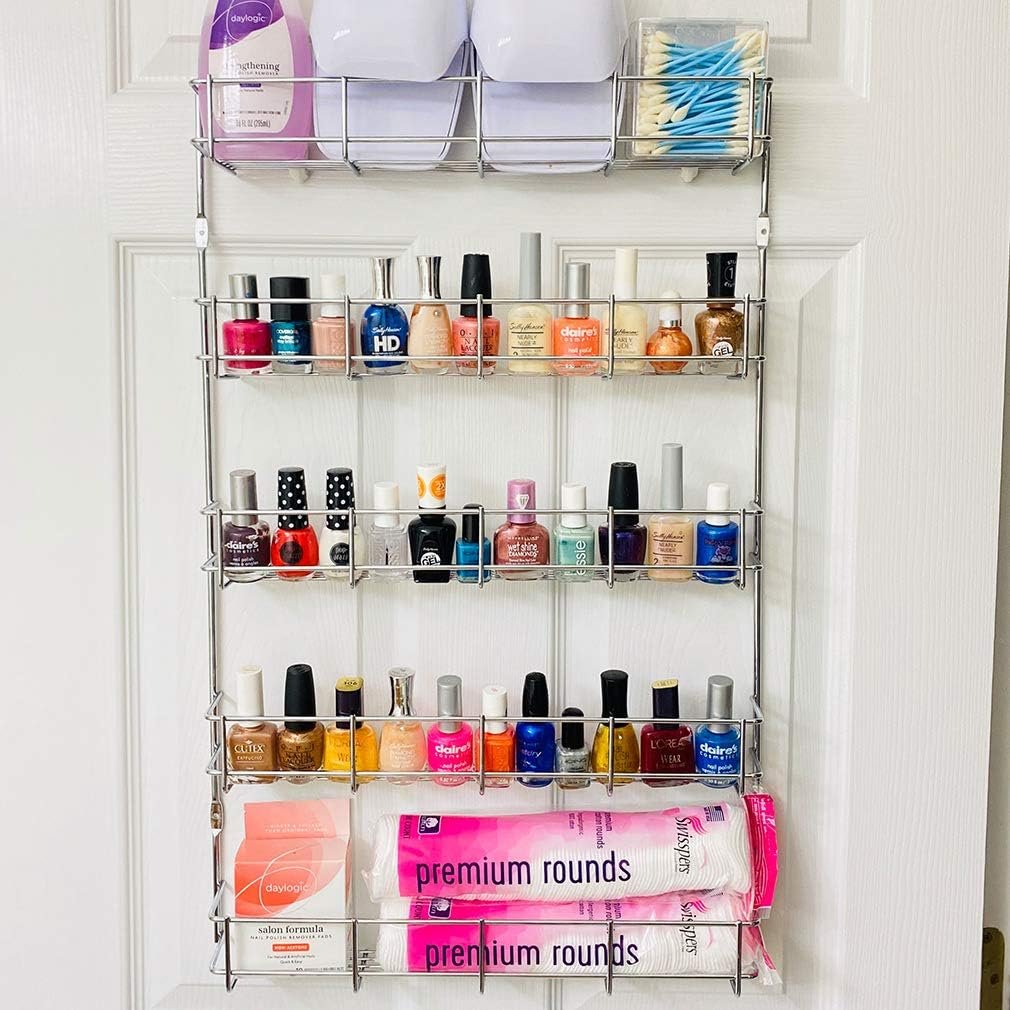 Evelots Pantry Door Spice Rack fits up to 40 Jars - 5 Tier Hanging or Wall Mount Pantry Door Organizer and Kitchen Storage Heavy Duty Metal Closet Seasoning Organization - Easy Install Evelots Pantry Door Spice Rack fits up to 40 Jars - 5 Tier Hanging or Wall Mount Pantry Door Organizer and Kitchen Storage Heavy Duty Metal Closet Seasoning Organization - Easy Install