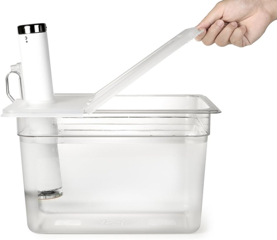 EVERIE Sous Vide Container 12 Quart with Collapsible Hinged Lid Compatible with Breville Joule Sous Vide Immersion Circulator Cooker (Side Mount) EVERIE Sous Vide Container 12 Quart with Collapsible Hinged Lid Compatible with Breville Joule Sous Vide Immersion Circulator Cooker (Side Mount)