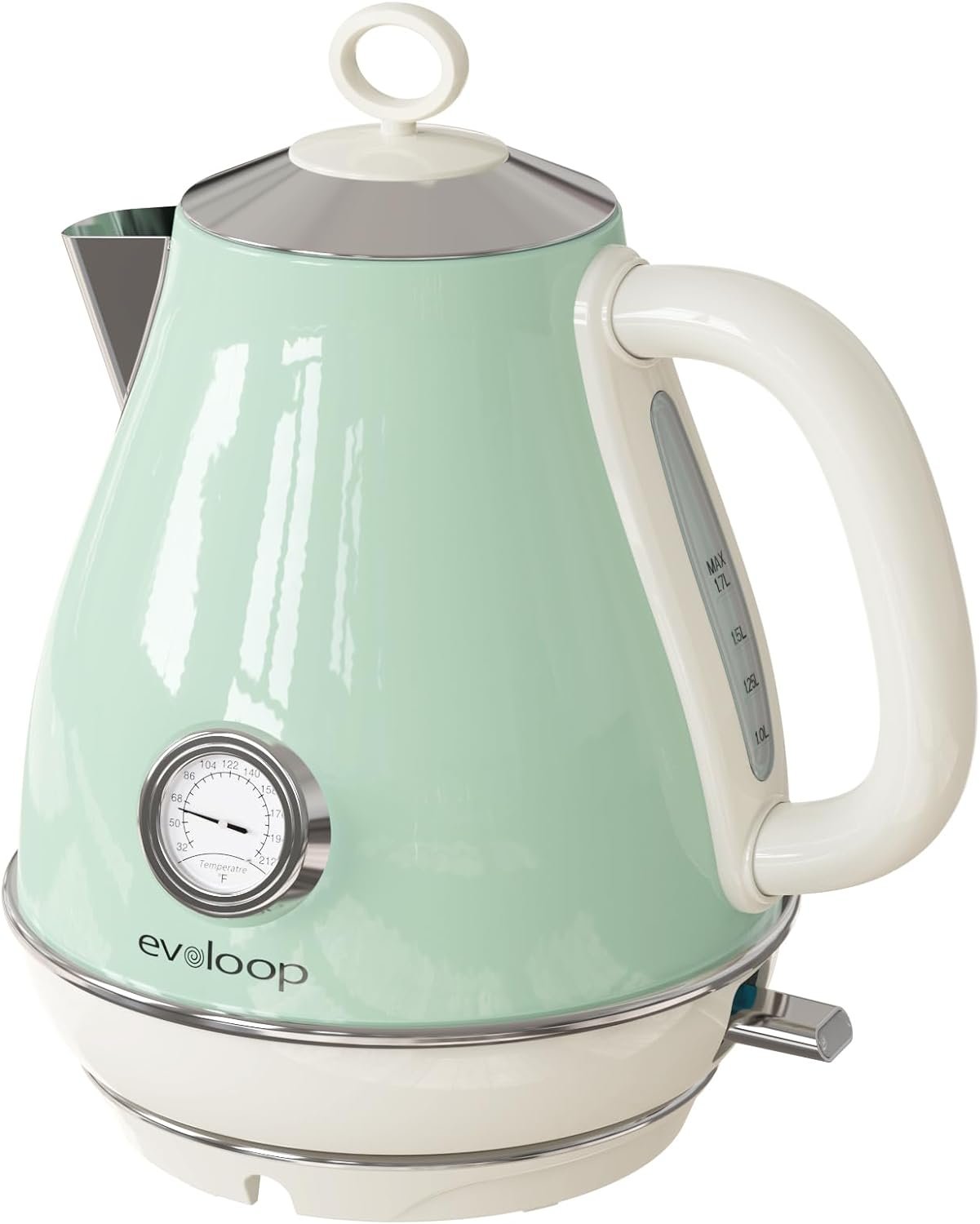 Evoloop Electric Tea Kettle, 1500W /1.7 Liter Hot Water Boiler Heater Pot, Retro Electric Kettle with Thermometer, Auto Shut-Off Boil-Dry Protection, BPA Free,Stainless Steel Teapot Evoloop Electric Tea Kettle, 1500W /1.7 Liter Hot Water Boiler Heater Pot, Retro Electric Kettle with Thermometer, Auto Shut-Off Boil-Dry Protection, BPA Free,Stainless Steel Teapot