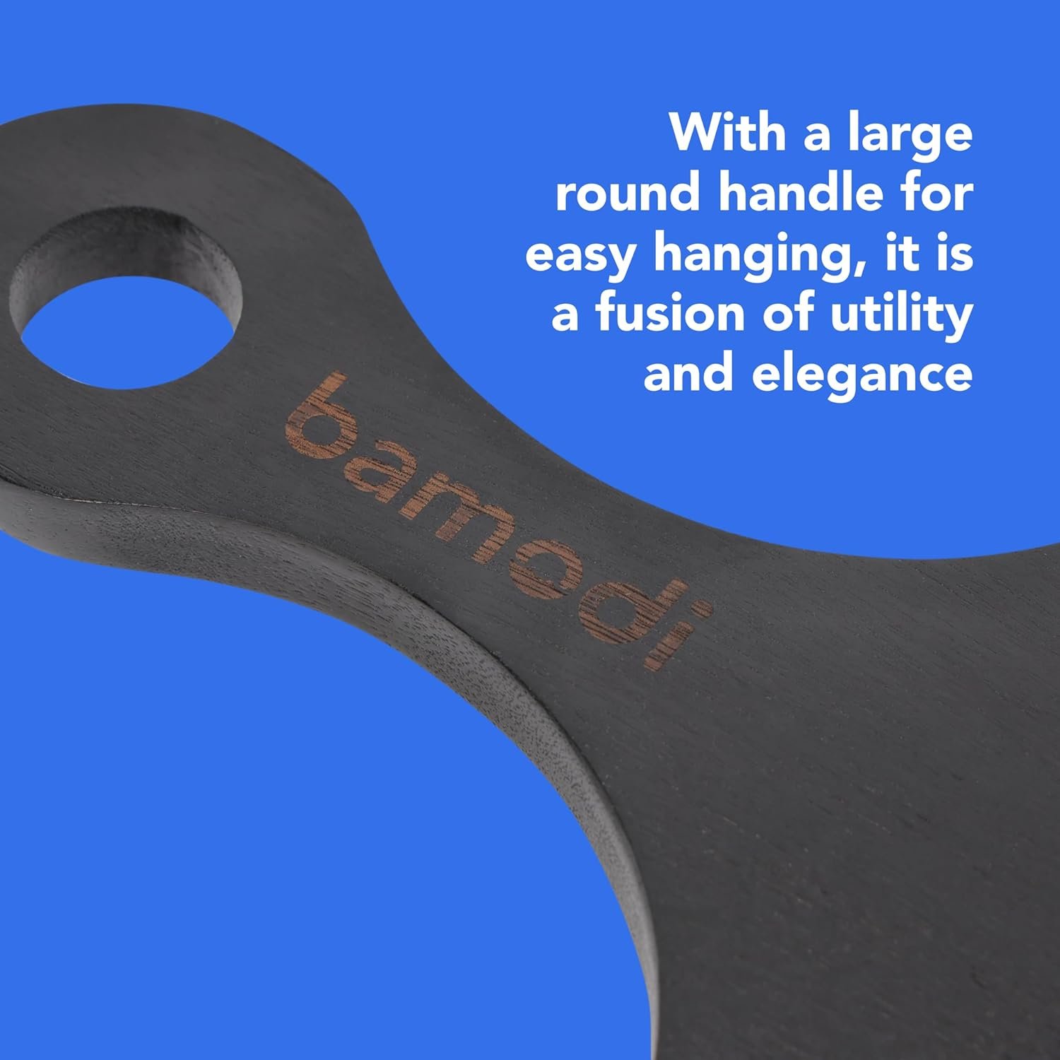 Extra Long Acacia Wood Cutting Board with Round Handle - Versatile Charcuterie and Cheese Board - Durable Wooden Chopping Board - Elegant Black Design for Modern Kitchens - 23.6L x 8W