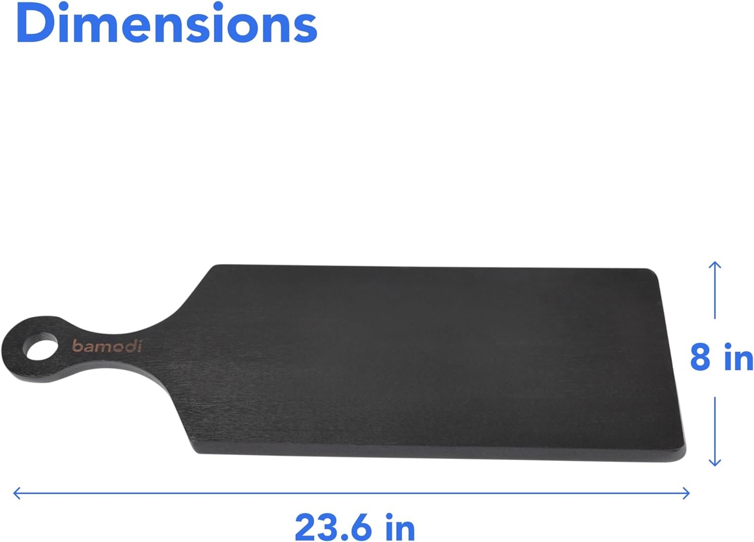 Extra Long Acacia Wood Cutting Board with Round Handle - Versatile Charcuterie and Cheese Board - Durable Wooden Chopping Board - Elegant Black Design for Modern Kitchens - 23.6L x 8W