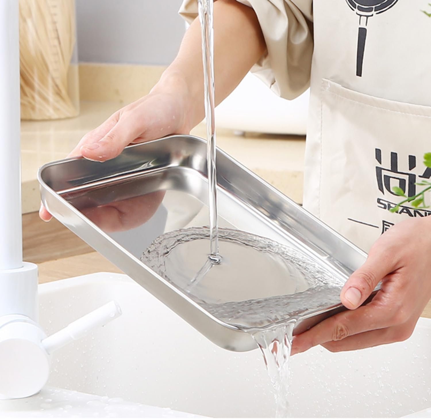 Extra Small Baking Sheet Pans Stainless Steel 304 Tiny Serving Tray 9.3 x 6.9 x1.1Inch (Diagonal 10.63) Dishwasher Safe No Rust Reheat Food for 1~2 Person 2 Pack