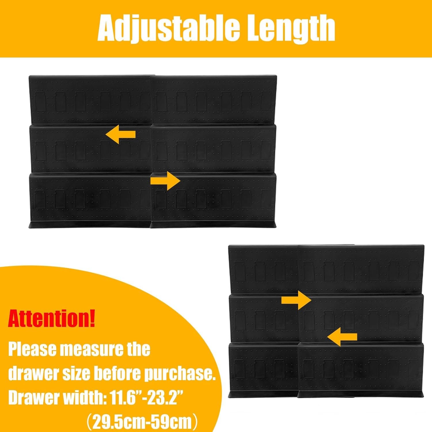 Famhap Spice Drawer Organizer, 6 Tier Expandable from 11.6 to 23.2 Seasoning Rack Tray Insert for Kitchen Drawers, Spice Rack Drawer for Spice Jars, Black (Jars not included)