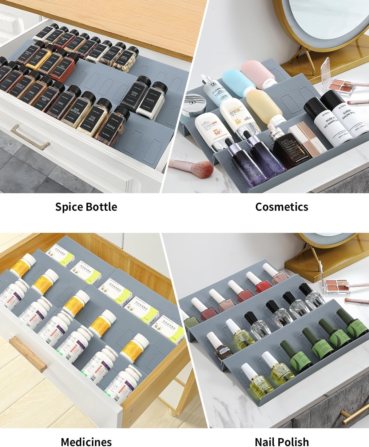 Famhap Spice Drawer Organizer, Expandable from 29.5cm to 59cm Seasoning Rack Tray Insert for Kitchen Drawers, Spice Rack Drawer for Spice Jars (Black with jars) Famhap Spice Drawer Organizer, Expandable from 29.5cm to 59cm Seasoning Rack Tray Insert for Kitchen Drawers, Spice Rack Drawer for Spice Jars (Black with jars)