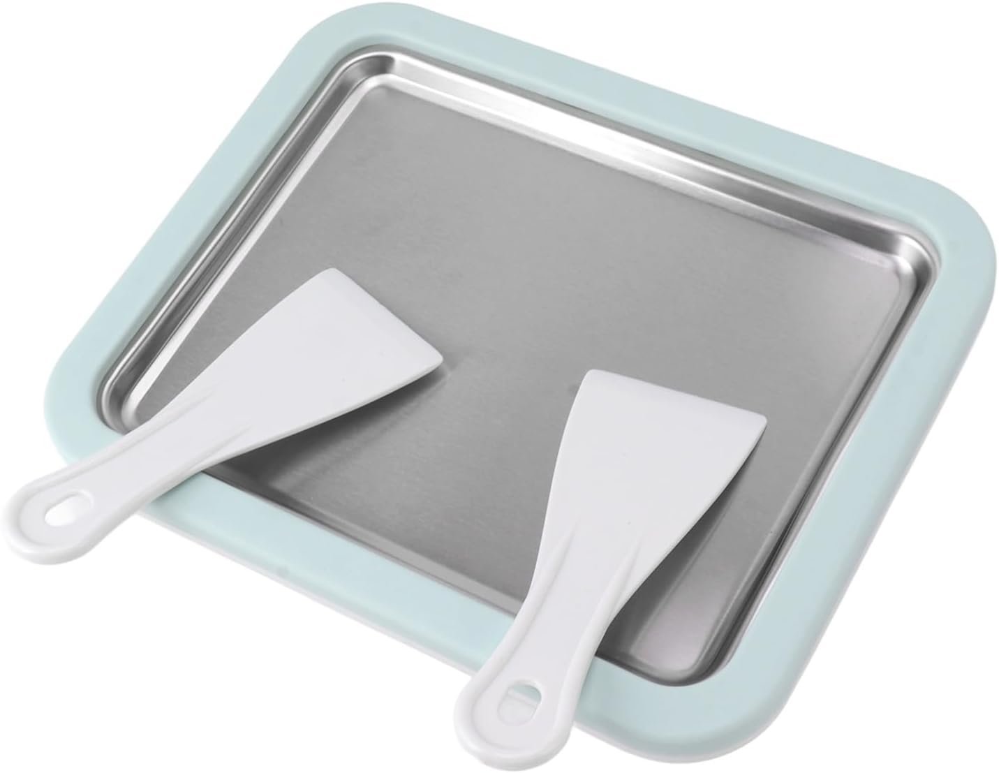 Fdit Instant Ice Cream Maker, Rolled Ice Cream Maker, Stainless Steel Cold Pan Plate Homemade DIY Serve with 2 Spatula for Ice Cream Slushies Yogurt