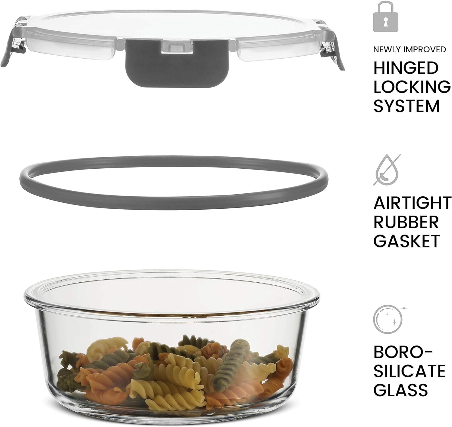 FineDine 6-Piece Superior Glass Food Storage Containers Set, 35oz Capacity - Newly Innovated Hinged Locking lids - 100% Leakproof Glass Meal-Prep Containers, Freezer-to-Oven-Safe (Blue) FineDine 6-Piece Superior Glass Food Storage Containers Set, 35oz Capacity - Newly Innovated Hinged Locking lids - 100% Leakproof Glass Meal-Prep Containers, Freezer-to-Oven-Safe (Blue)