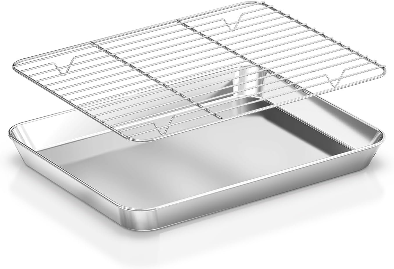 Fire More Baking Sheet and Cooling Rack Set, 2PCS Stainless Steel Cookie Sheets for Baking with Baking Rack, Size 12 x 10 x 1 Inch, Non Toxic  Heavy Duty  Easy Clean Baking Pan Tray for Toaster Oven Fire More Baking Sheet and Cooling Rack Set, 2PCS Stainless Steel Cookie Sheets for Baking with Baking Rack, Size 12 x 10 x 1 Inch, Non Toxic  Heavy Duty  Easy Clean Baking Pan Tray for Toaster Oven