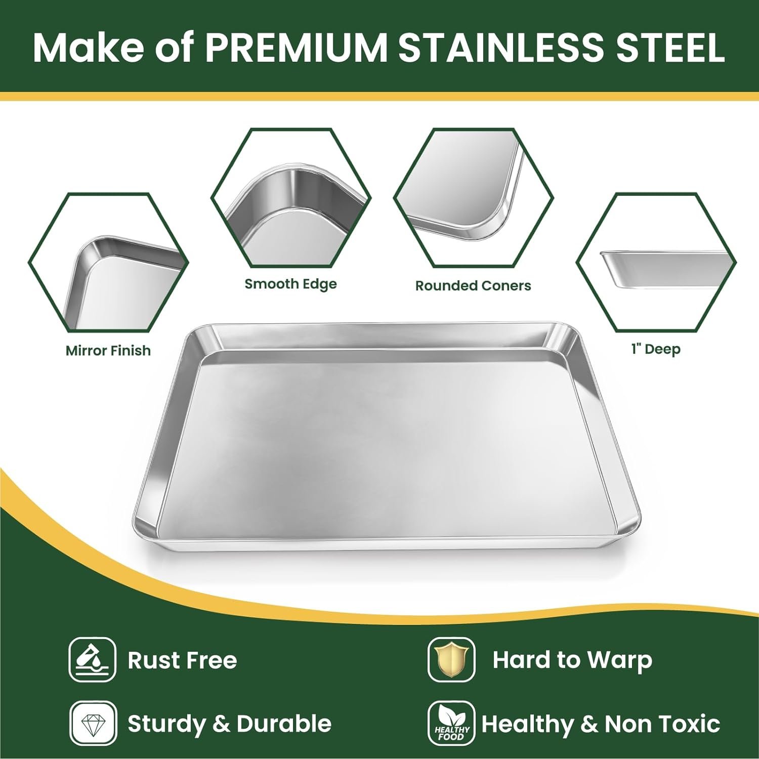 Fire More Baking Sheet and Cooling Rack Set, 2PCS Stainless Steel Cookie Sheets for Baking with Baking Rack, Size 12 x 10 x 1 Inch, Non Toxic  Heavy Duty  Easy Clean Baking Pan Tray for Toaster Oven Fire More Baking Sheet and Cooling Rack Set, 2PCS Stainless Steel Cookie Sheets for Baking with Baking Rack, Size 12 x 10 x 1 Inch, Non Toxic  Heavy Duty  Easy Clean Baking Pan Tray for Toaster Oven