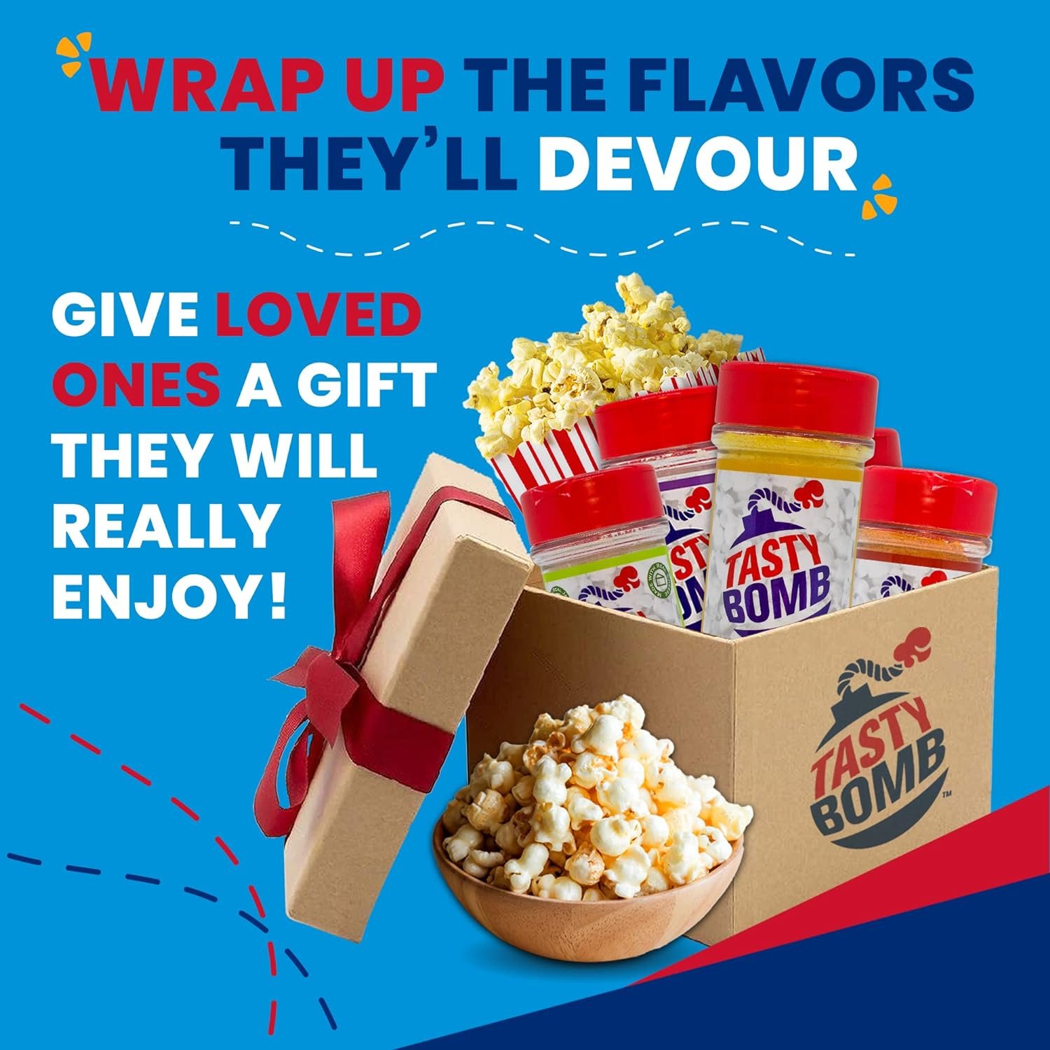 Flavorful Popcorn Seasoning Variety Pack – 6 Seasonings in White Cheddar Cheese, Ranch, Garlic Parmesan  More with Popcorn Bags – Gluten-Free Keto Snack for Movie Nights  Gifts by Tasty Bomb, 2.8-3 Oz.