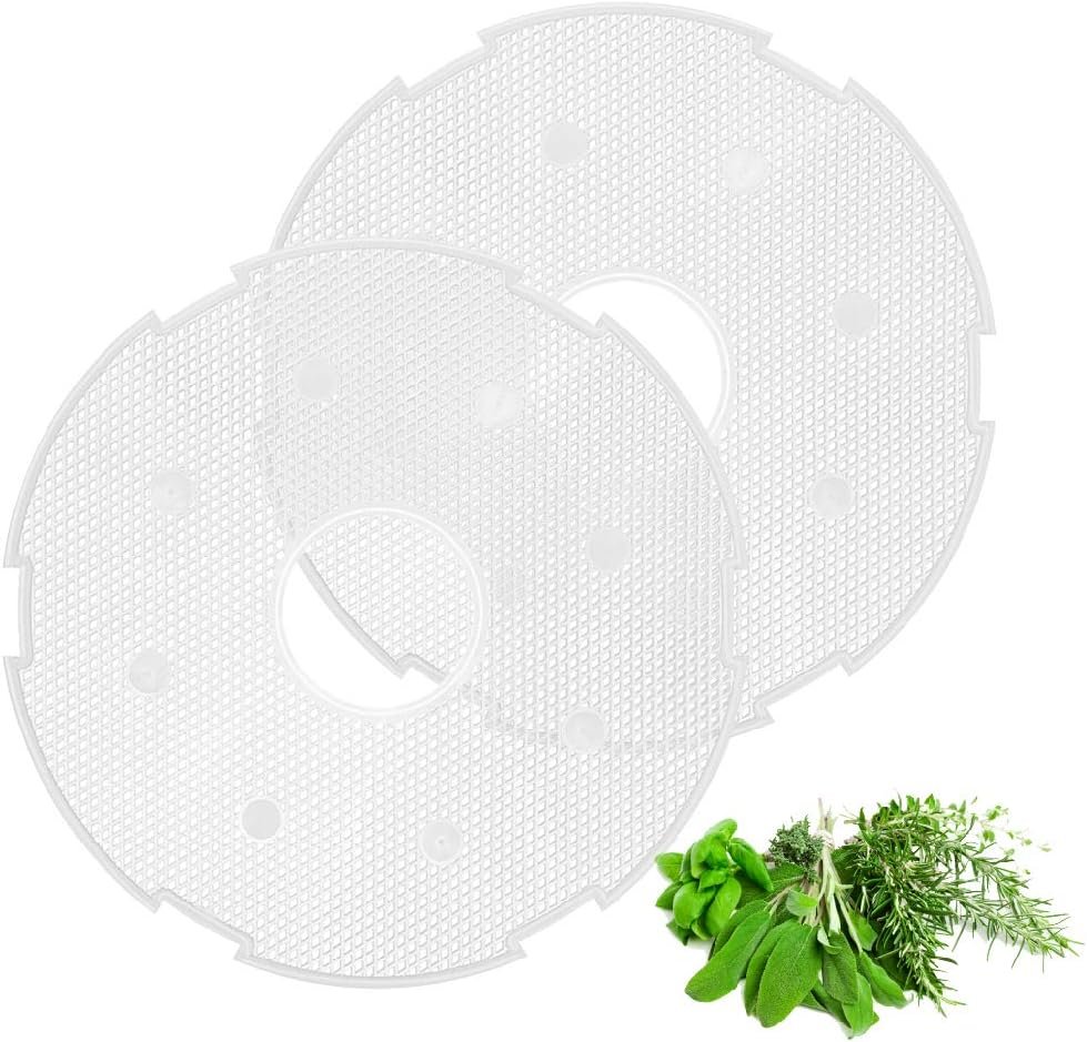 Flexzion Nonstick Mesh Screen for Food Dehydrator Machine (12 Inch) 2 Pack, Reusable Plastic Round Dehydrator Trays Liner Sheets for Food Beef Jerky Vegetable Meat Fish Herb Screen Dehydrator Supplies