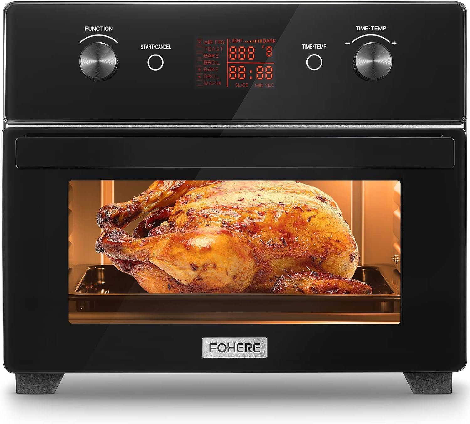 FOHERE Air Fryer Toaster Oven Combo, 20QT Smart Convection Ovens Countertop, 7 Cooking Functions for Roast, Bake, Broil, Air Fry, Free Accessories Included, 1800W