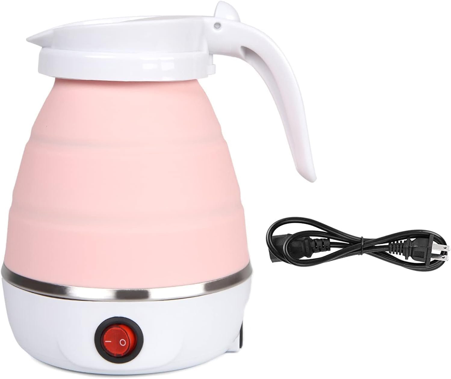 Foldable Electric Kettle, Food Grade Silicone,400W 600ml Small Portable Travel Electric Kettle, Travel Electric Kettle, 110V US Plug (White)