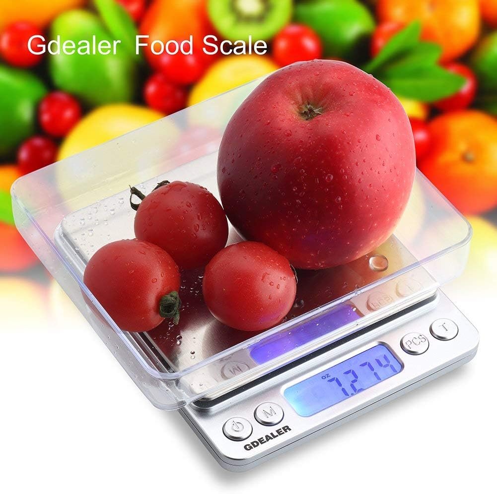 Food Scale, 0.001oz/0.01g Precise Digital Kitchen Scale Gram Scales Weight Food Coffee Scale Digital Scales for Cooking Baking Stainless Steel Back-lit LCD Display Pocket Small Scale, Silver