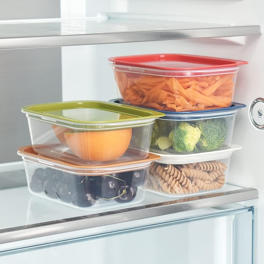 Food Storage Containers with Lids, BPA-Free Meal Prep Storage Box, Reusable, Stackable, with Lids and Steam Vent, Microwave  Dishwasher Safe, 13Oz/400ml, Set of 5