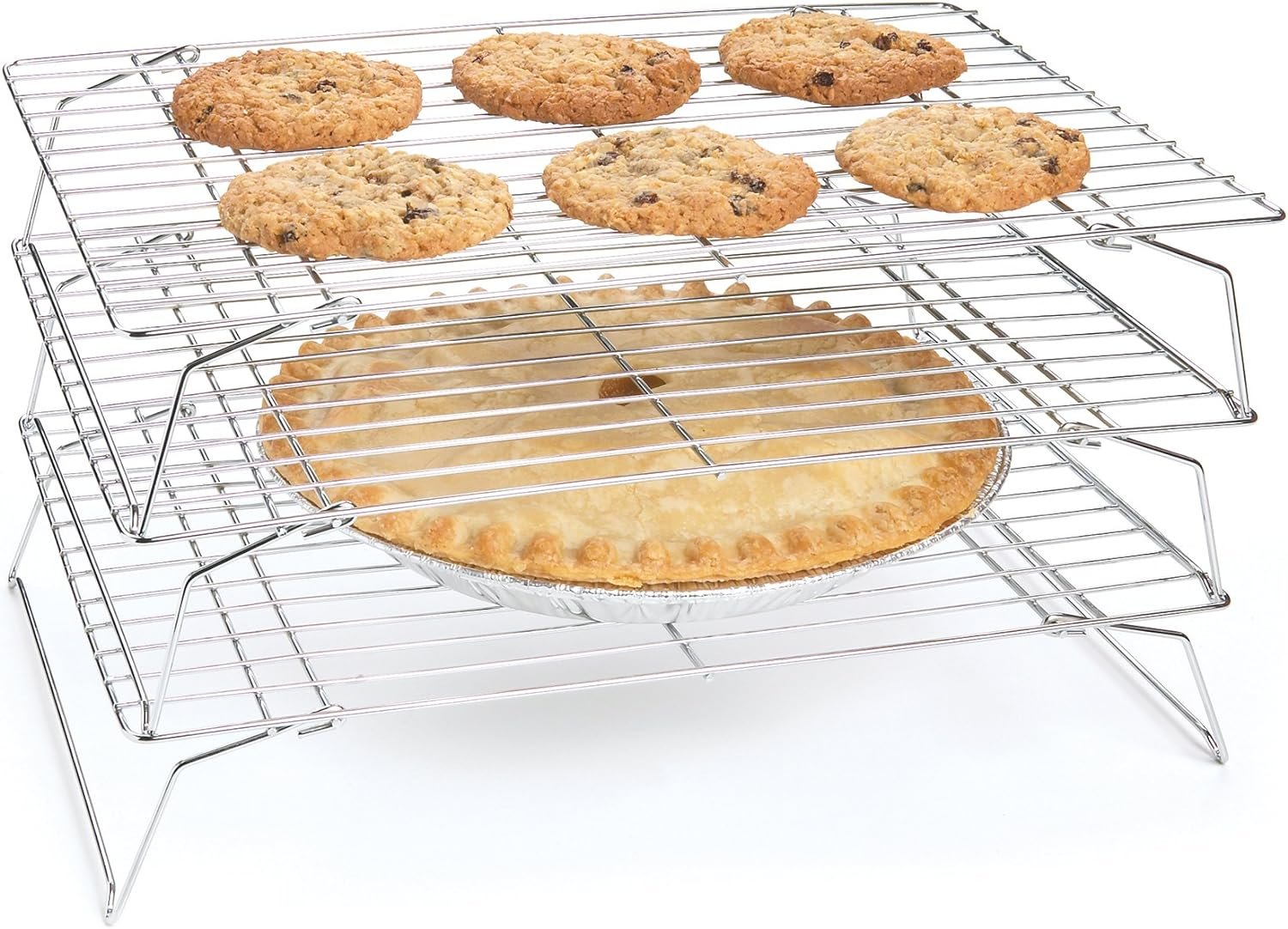 Fox Run 4698 Stackable Cooling Rack Set, Chrome, 3-Piece