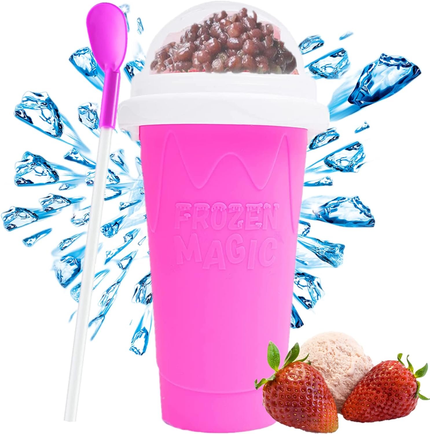 Frozen Magic Slushy Maker Cup,TIK TOK Quick Frozen Smoothies Cup,Slushy Squeeze Cup Slushie Maker Cup Ice Cup,Cool Stuff Ice Cream Maker for Kids Teens Family