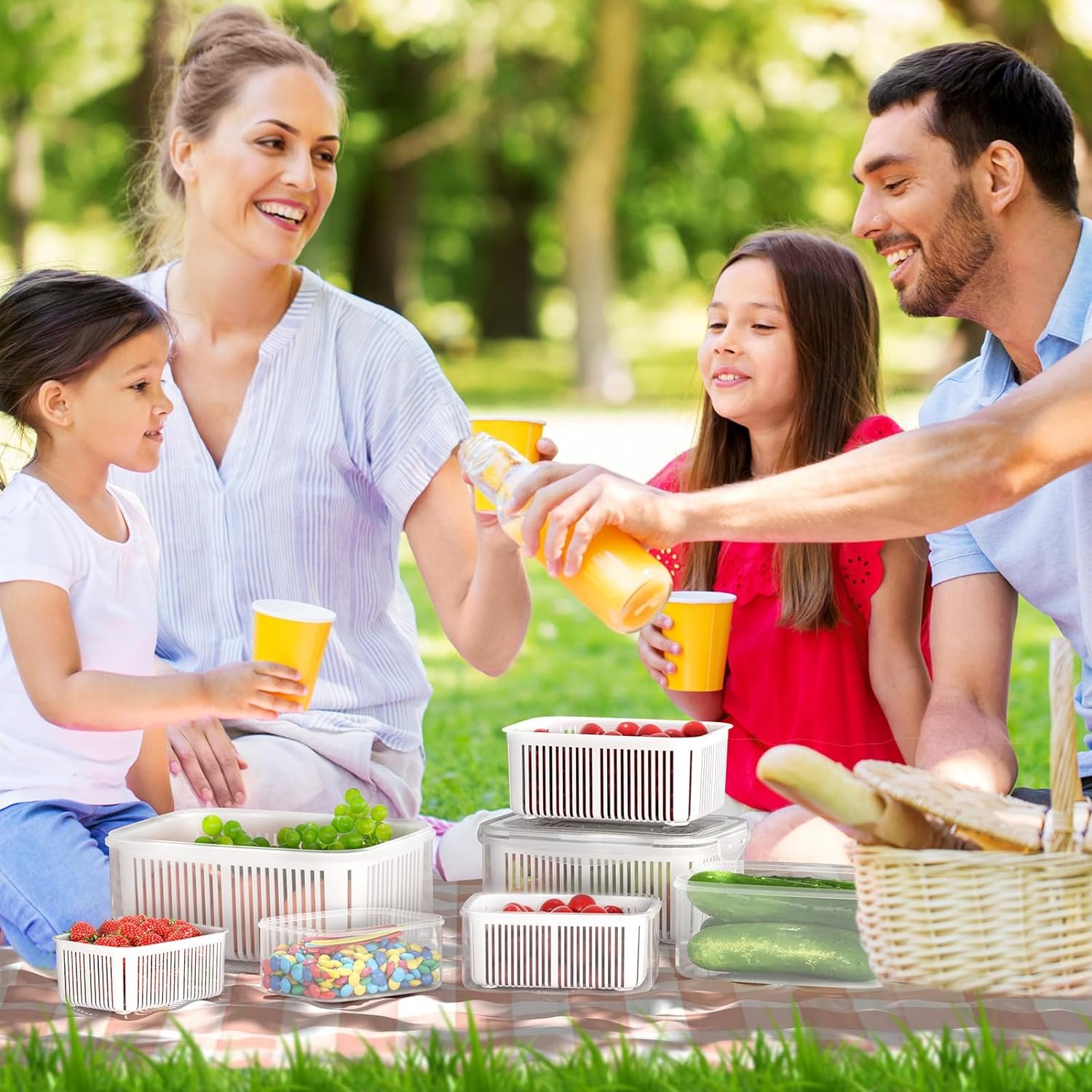 Fruit Storage Containers for Fridge - 10-Piece Kitchen Organizers Leak Proof Produce Saver and Veggie Storage Bins Set for Refrigerator, Plastic Airtight Food Storage Containers with Lids Handle Fruit Storage Containers for Fridge - 10-Piece Kitchen Organizers Leak Proof Produce Saver and Veggie Storage Bins Set for Refrigerator, Plastic Airtight Food Storage Containers with Lids Handle