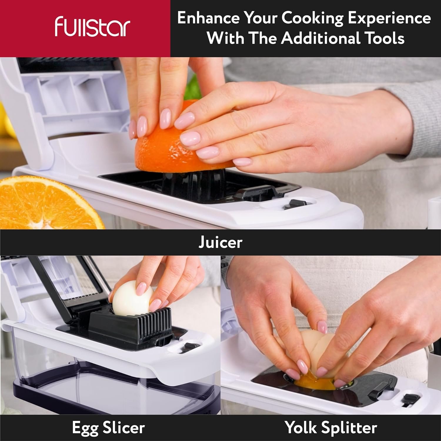 Fullstar XL Vegetable Chopper 9-in-1 Veggie Chopper with Extra Large Catch Tray, Chopper Vegetable Cutter - Food Chopper, Onion Chopper, Kitchen Gadgets with Anti-Slip Bumper and Self Cleaning Feature Fullstar XL Vegetable Chopper 9-in-1 Veggie Chopper with Extra Large Catch Tray, Chopper Vegetable Cutter - Food Chopper, Onion Chopper, Kitchen Gadgets with Anti-Slip Bumper and Self Cleaning Feature