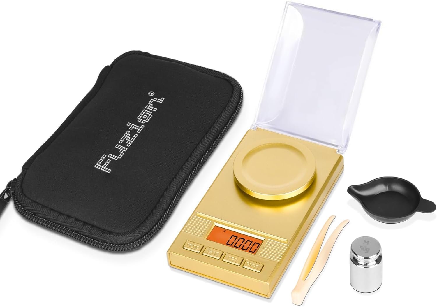 Fuzion Digital Milligram Scale 50g/ 0.001g, Portable Jewelry Scale, Powder Scale, Micro Scale for Powder Medicine, Gold, Gem, Reloading, Calibration Weight and Tweezers Included