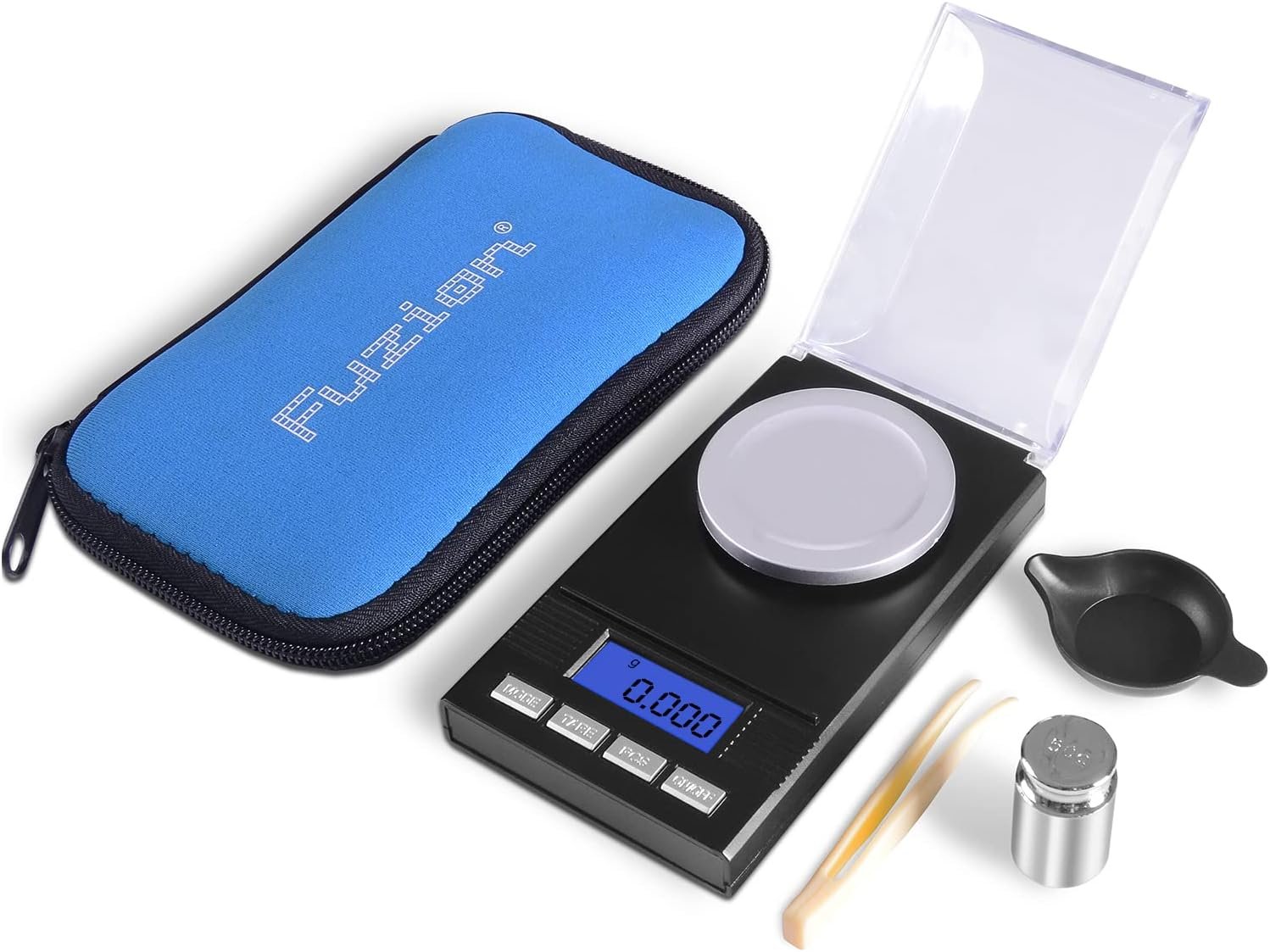 Fuzion Digital Milligram Scale 50g/ 0.001g, Portable Jewelry Scale, Powder Scale, Micro Scale for Powder Medicine, Gold, Gem, Reloading, Calibration Weight and Tweezers Included