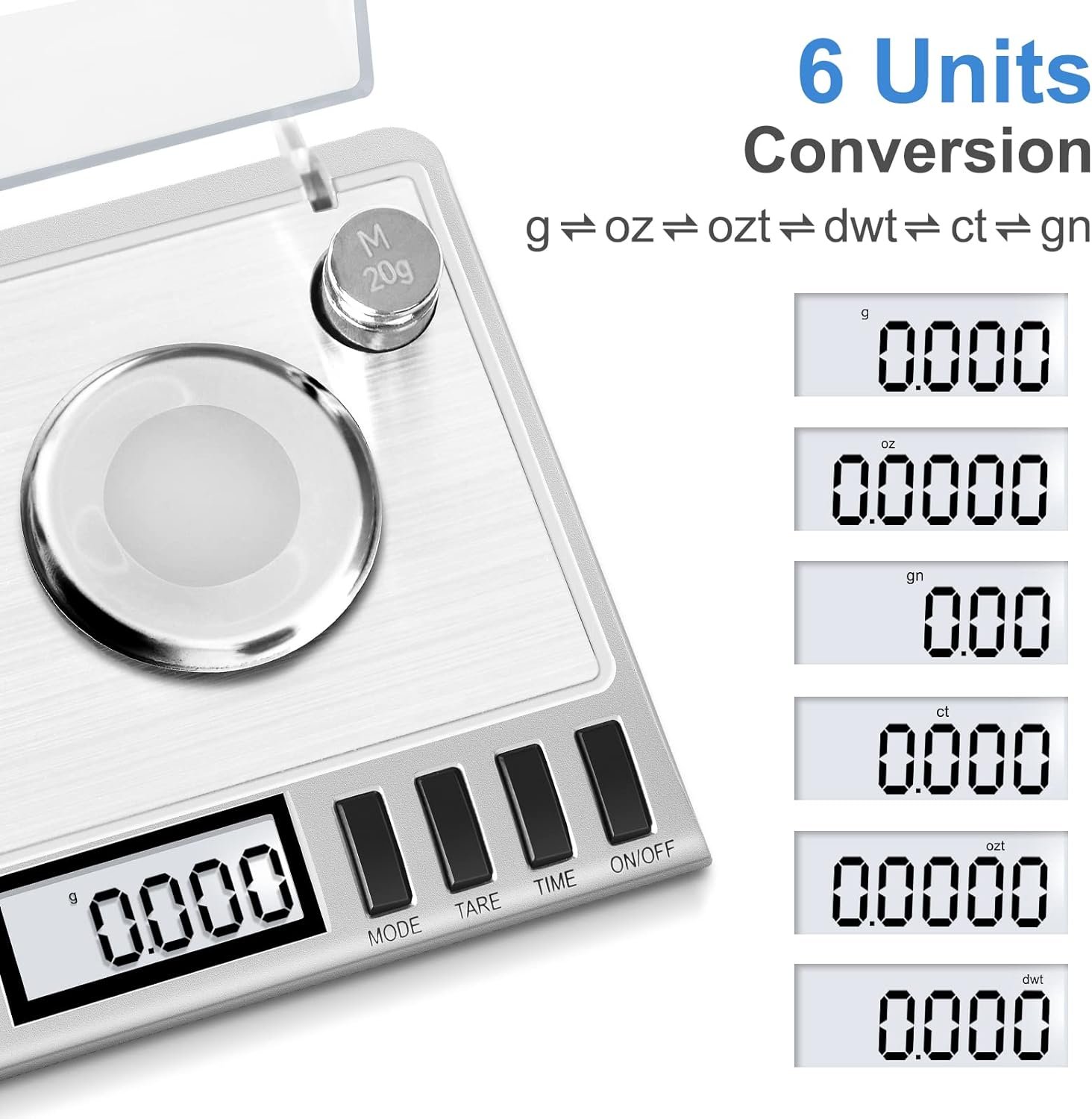 Fuzion Milligram Scale, 50g/0.001g Digital Milligram Scale with Calibration Weights, Jewelry and Gem Scale, Mg Scale for Powder Medicine, Reloading, Includes Scoop, Powder Pan and Tweezers