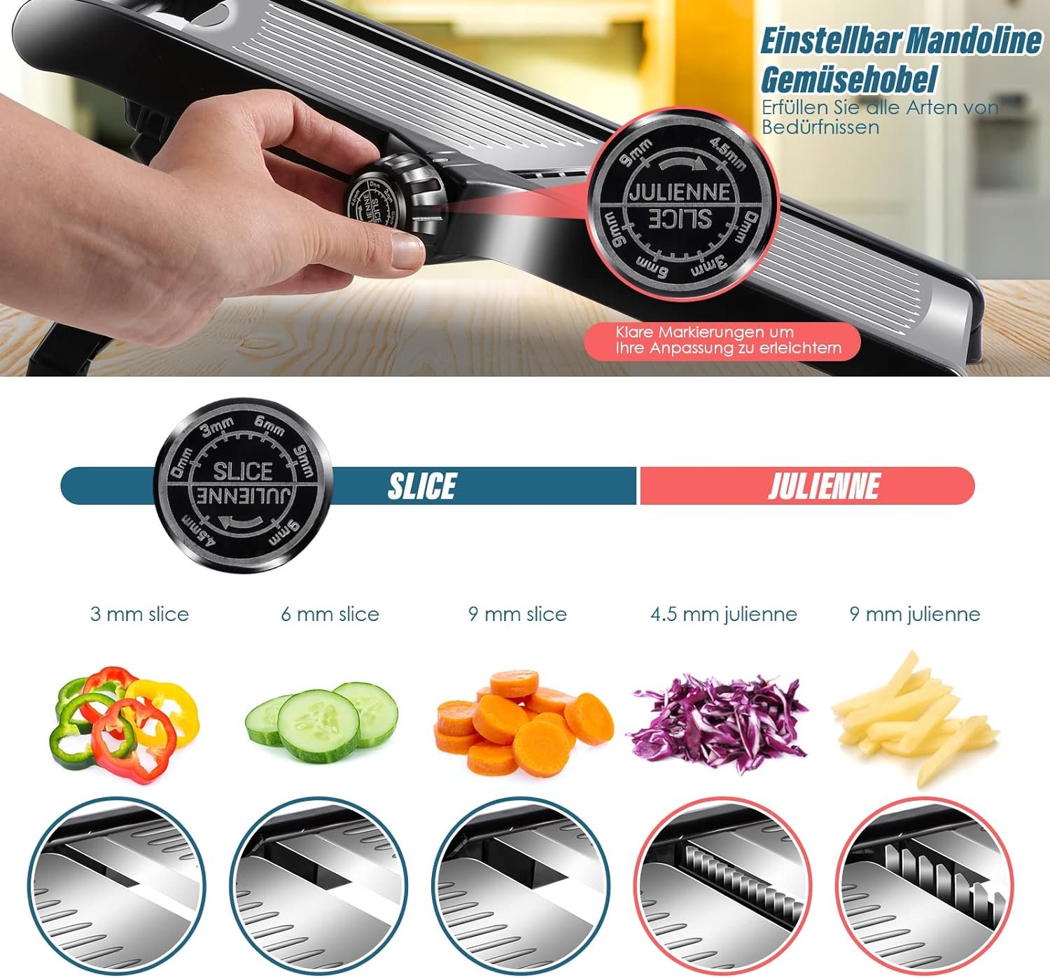 Gadhra Mandoline Food Slicer for Kitchen, Vegetable Slicer Fruit Cutter, Adjustable Stainless Steel for Potato Tomato Onion Cheese French Fry Chopper Julienne Slicer with Cut Resistant Gloves Gadhra Mandoline Food Slicer for Kitchen, Vegetable Slicer Fruit Cutter, Adjustable Stainless Steel for Potato Tomato Onion Cheese French Fry Chopper Julienne Slicer with Cut Resistant Gloves