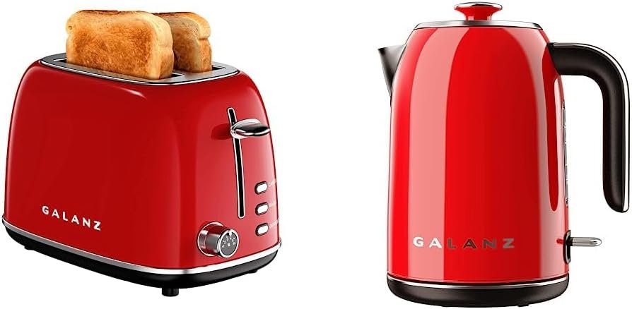 Galanz 2-Slice Toaster, 1.5 Extra Wide Slots for Bagels  Thick Bread, Defrost and 6 Browning Levels, Includes a Dust Lid  Removable Crumb Tray, Retro Red