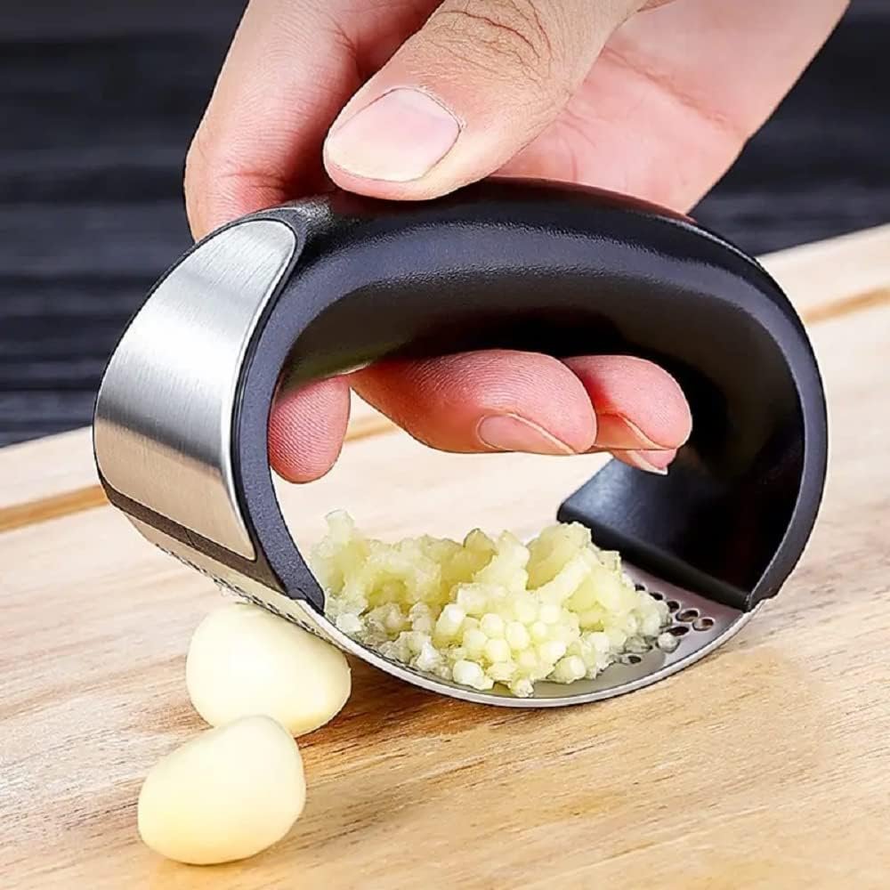 Garlic Crusher Mincer | Garlic Pounding Tool with Sturdy Handle | Manual Garlic Ginger Crusher | Rust Proof Garlic Mincer Tool for Kitchen | Stainless Steel Mesh 430 - Black Garlic Crusher Mincer | Garlic Pounding Tool with Sturdy Handle | Manual Garlic Ginger Crusher | Rust Proof Garlic Mincer Tool for Kitchen | Stainless Steel Mesh 430 - Black