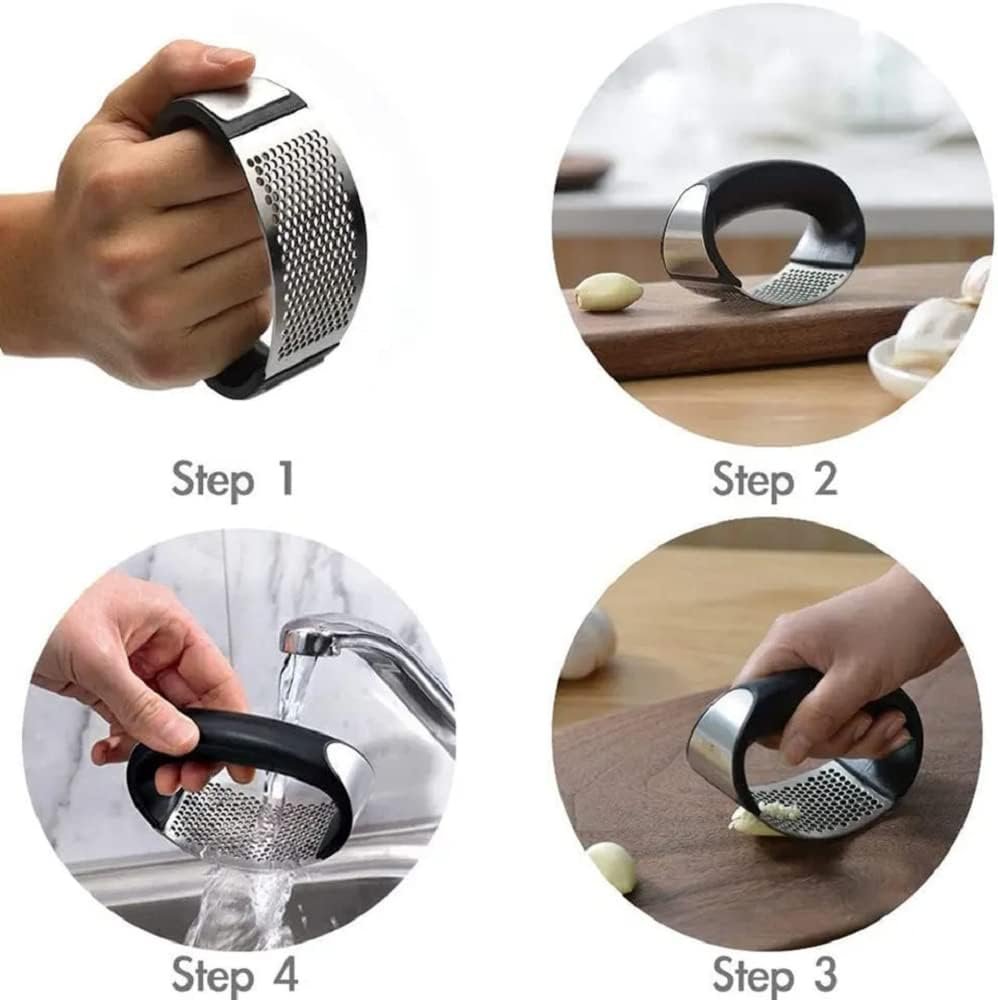 Garlic Crusher Mincer | Garlic Pounding Tool with Sturdy Handle | Manual Garlic Ginger Crusher | Rust Proof Garlic Mincer Tool for Kitchen | Stainless Steel Mesh 430 - Black Garlic Crusher Mincer | Garlic Pounding Tool with Sturdy Handle | Manual Garlic Ginger Crusher | Rust Proof Garlic Mincer Tool for Kitchen | Stainless Steel Mesh 430 - Black