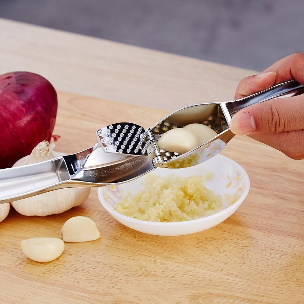 Garlic Press Crusher and Mincer with Sturdy Construction - Professional Food Grade, Rust proof, Easy to Squeeze and Easy to Clean