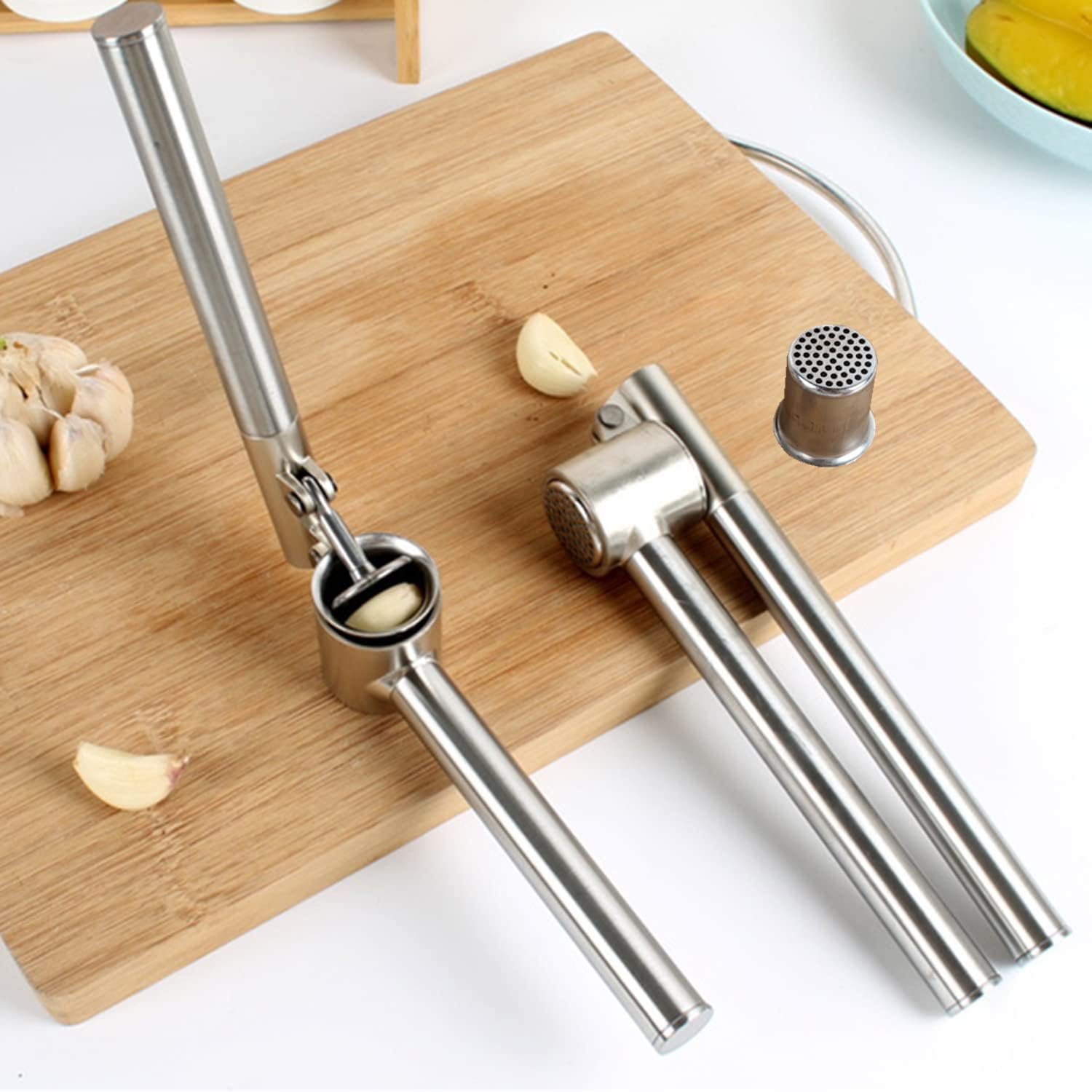 Garlic Press, Garlic Mincer, Detachable Design Easy To Wash Garlic Crusher  Peeler Set