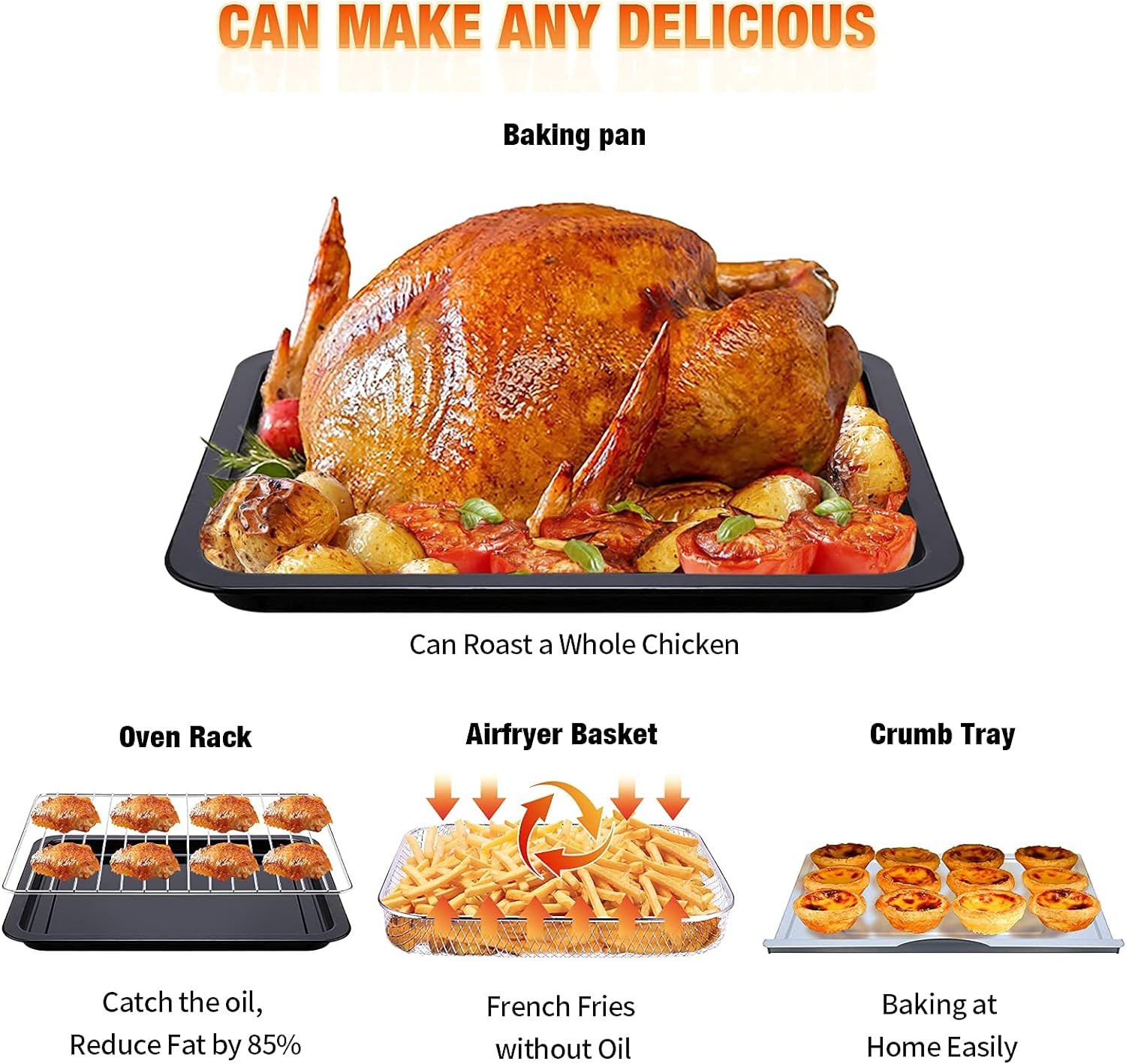 Geek Chef Air Fryer, 6 Slice 26QT Air Fryer Toaster Oven Combo, Air Fryer Oven,Roast, Bake, Broil, Reheat, Fry Oil-Free, Extra Large Convection Countertop Oven, Stainless Steel, ETL Listed Geek Chef Air Fryer, 6 Slice 26QT Air Fryer Toaster Oven Combo, Air Fryer Oven,Roast, Bake, Broil, Reheat, Fry Oil-Free, Extra Large Convection Countertop Oven, Stainless Steel, ETL Listed