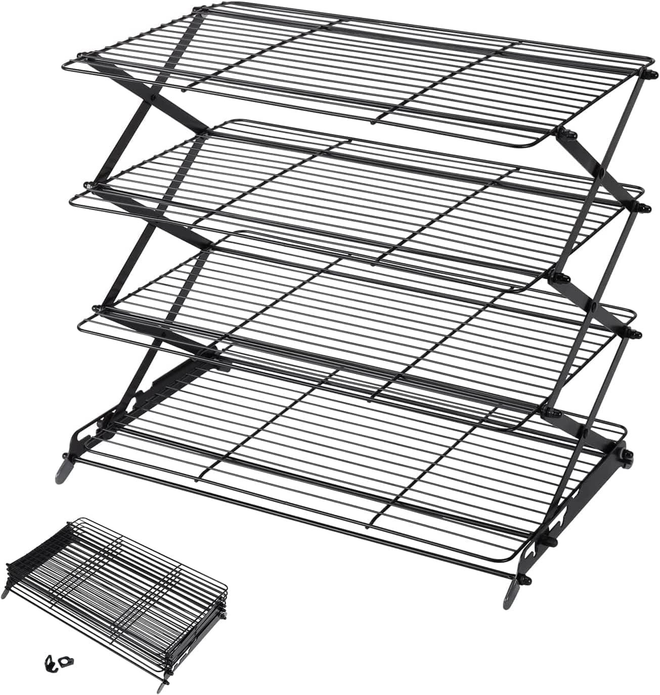 Geesta 2/3/4-Tier Upgraded Collapsible Cooling Rack with Adjustable 3 Setting Design Stackable Roasting Cooking Drying Wire Cooling Rack for Cookies Baking Gifts for Women Geesta 2/3/4-Tier Upgraded Collapsible Cooling Rack with Adjustable 3 Setting Design Stackable Roasting Cooking Drying Wire Cooling Rack for Cookies Baking Gifts for Women