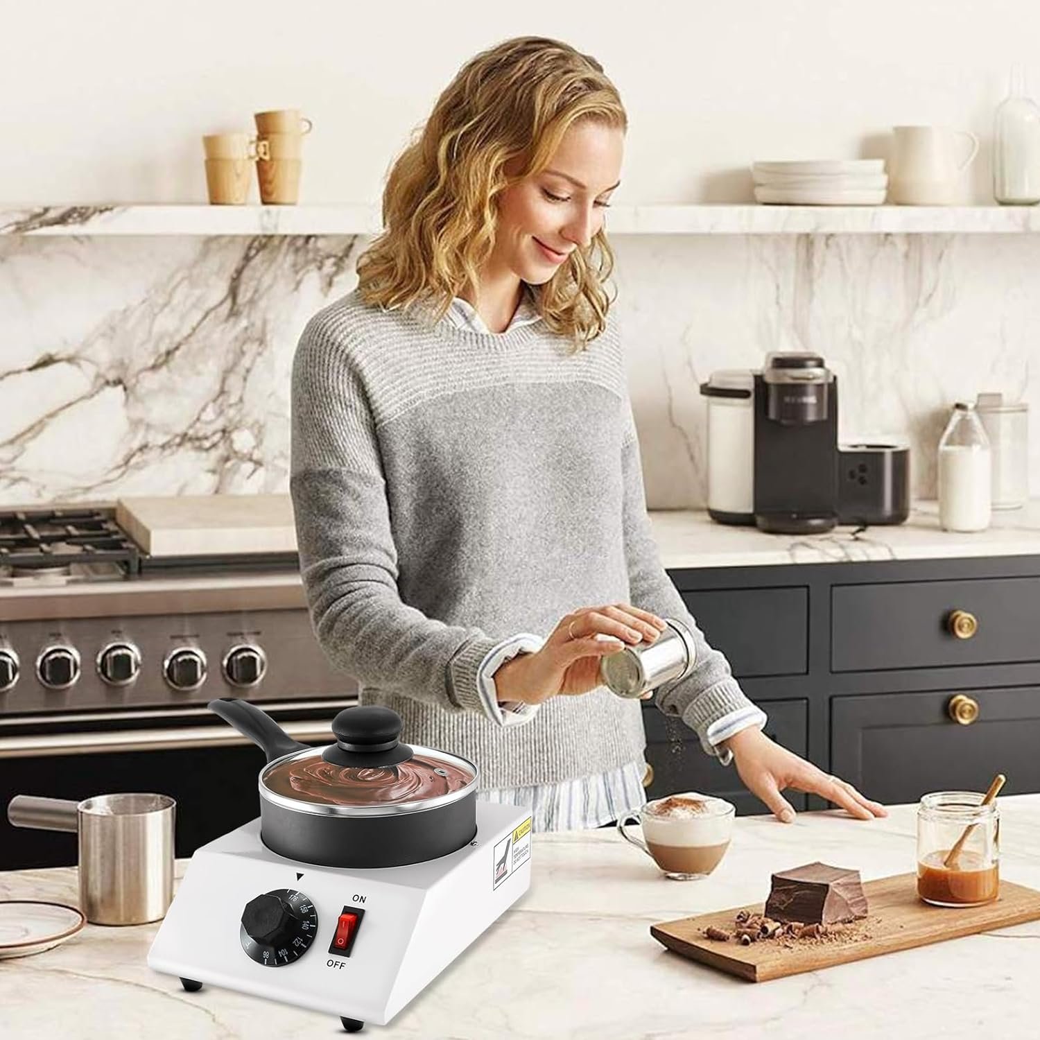 Generic Electric Chocolate Melting Pot - 110v Commercial Chocolate Candy Melting Pot Single Pot | Electric Chocolate Fountain Fondue Chocolate Melt Pot Melter Machine Chocolate DIY Tool