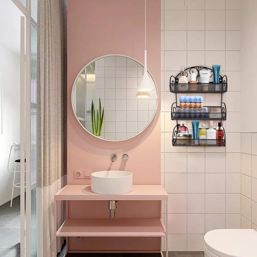 Giftgarden 3 Tier Over The Door Spice Rack, Hanging Organizer for Cabinet Pantry Kitchen Bathroom, Over-Door or Wall Mounting, Black Giftgarden 3 Tier Over The Door Spice Rack, Hanging Organizer for Cabinet Pantry Kitchen Bathroom, Over-Door or Wall Mounting, Black