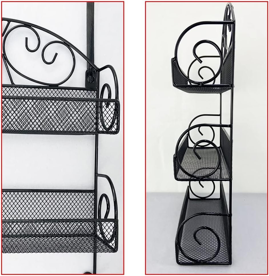 Giftgarden 3 Tier Over The Door Spice Rack, Hanging Organizer for Cabinet Pantry Kitchen Bathroom, Over-Door or Wall Mounting, Black Giftgarden 3 Tier Over The Door Spice Rack, Hanging Organizer for Cabinet Pantry Kitchen Bathroom, Over-Door or Wall Mounting, Black