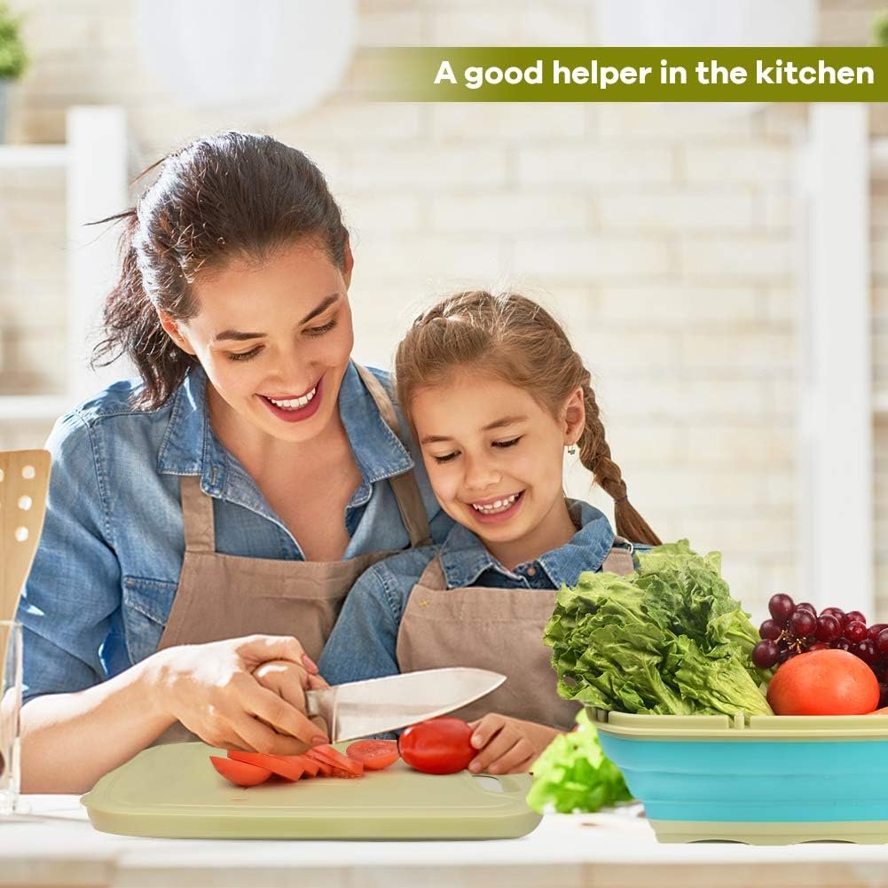 Gintan Camping Cutting Board, 9-in-1 Collapsible Cutting Board,Multifunctional Chopping Board with Colander, Kitchen Vegetable Washing Basket Silicone Dish Tub for BBQ Prep/Picnic/Camping Gintan Camping Cutting Board, 9-in-1 Collapsible Cutting Board,Multifunctional Chopping Board with Colander, Kitchen Vegetable Washing Basket Silicone Dish Tub for BBQ Prep/Picnic/Camping