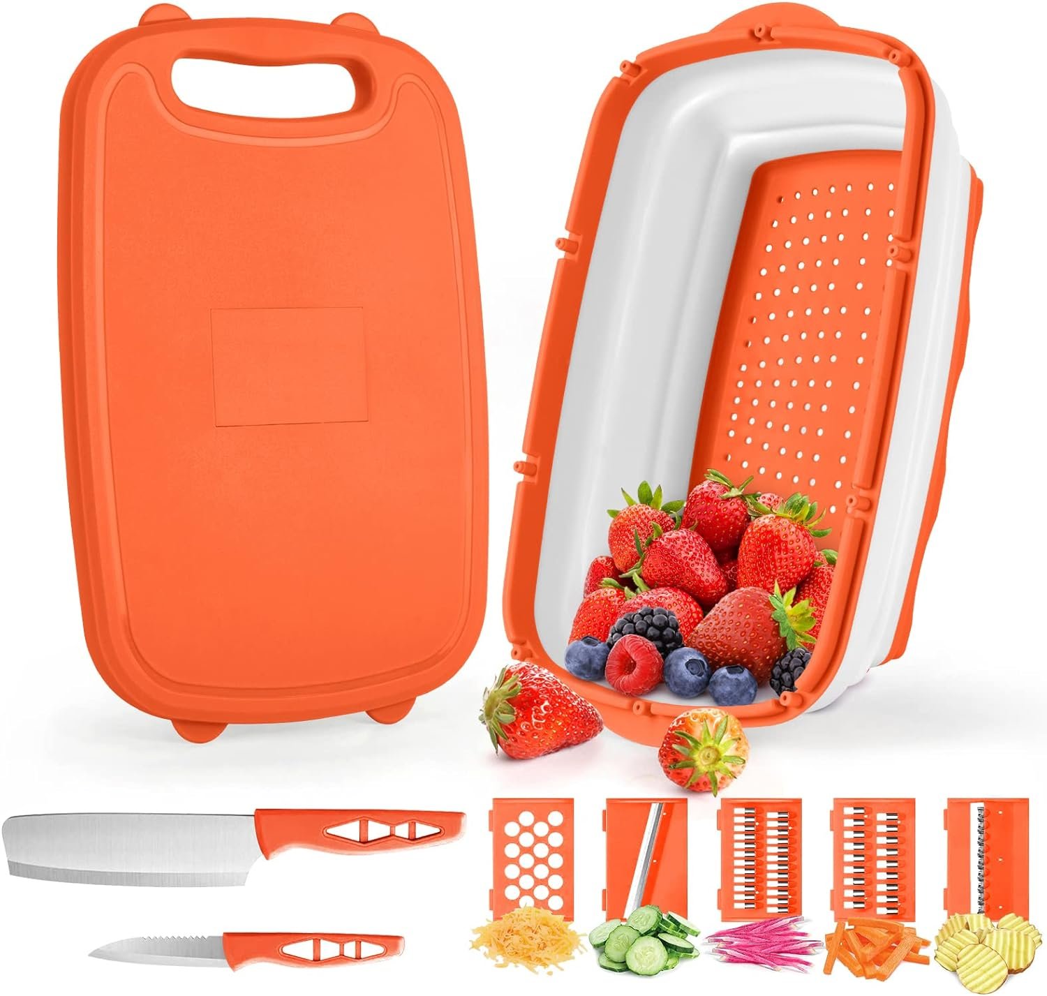 Gintan Camping Cutting Board, 9-in-1 Collapsible Cutting Board,Multifunctional Chopping Board with Colander, Kitchen Vegetable Washing Basket Silicone Dish Tub for BBQ Prep/Picnic/Camping Gintan Camping Cutting Board, 9-in-1 Collapsible Cutting Board,Multifunctional Chopping Board with Colander, Kitchen Vegetable Washing Basket Silicone Dish Tub for BBQ Prep/Picnic/Camping