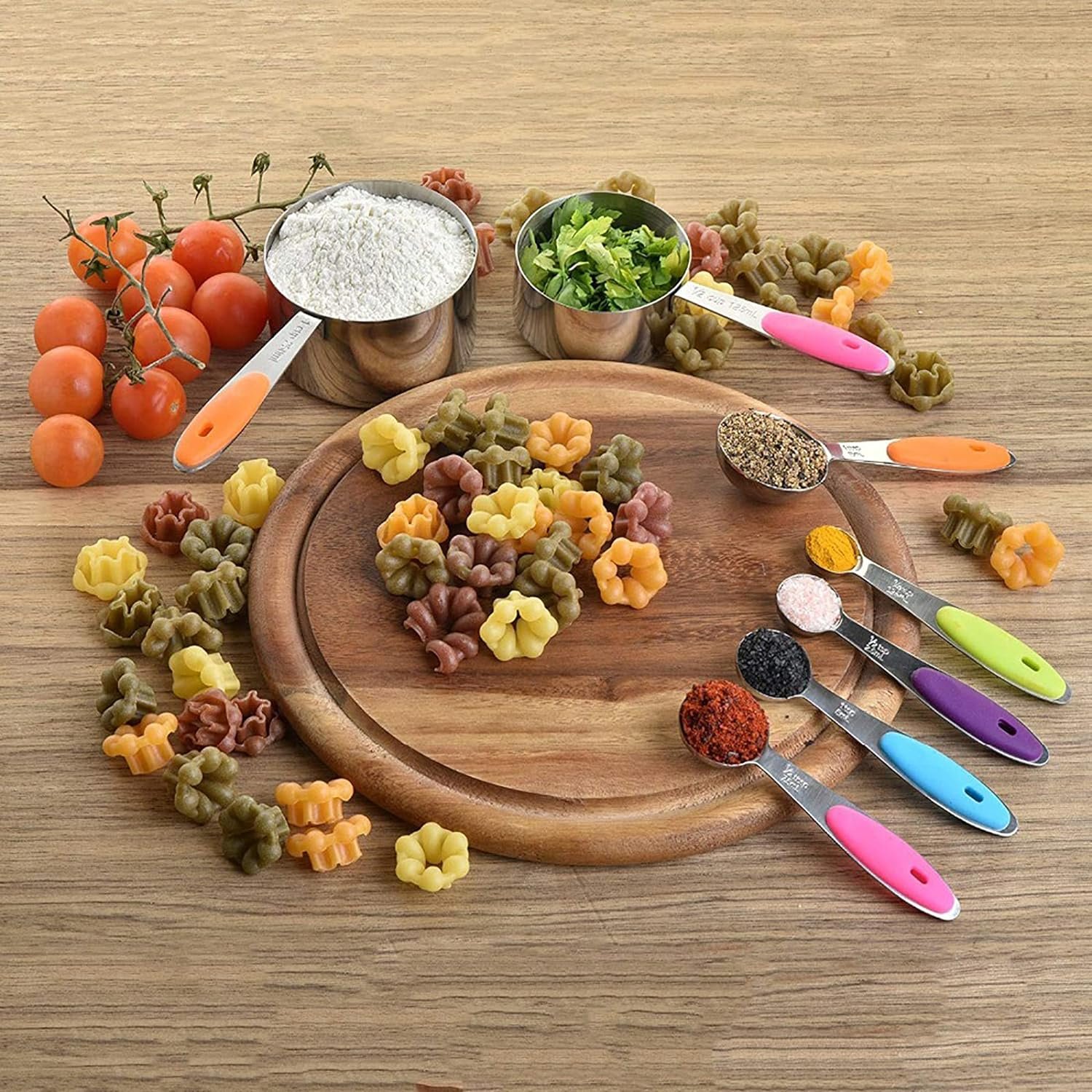 Gold Measuring Cups and Spoons Set, 8 PCS Metal Measuring Cups and Stainless Steel Measuring Spoons Set for Kitchen