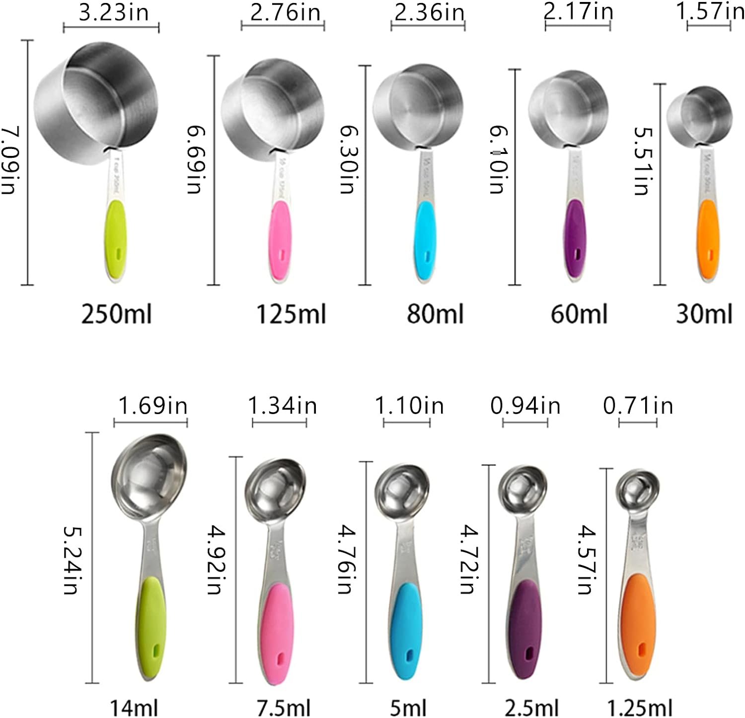 Gold Measuring Cups and Spoons Set, 8 PCS Metal Measuring Cups and Stainless Steel Measuring Spoons Set for Kitchen