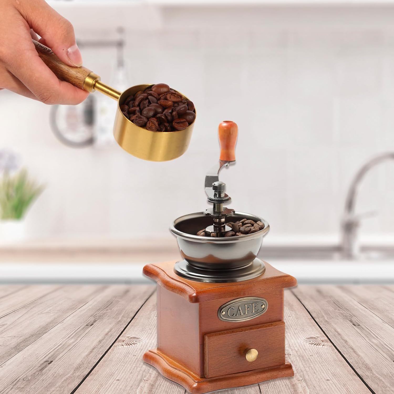 Gold Measuring Cups and Spoons Set with Fragrant Wood Handles, Premium Stainless Steel Measuring Spoons and Measuring Cups Set, For Cooking and Baking in the Kitchen (8 Piece) Gold Measuring Cups and Spoons Set with Fragrant Wood Handles, Premium Stainless Steel Measuring Spoons and Measuring Cups Set, For Cooking and Baking in the Kitchen (8 Piece)