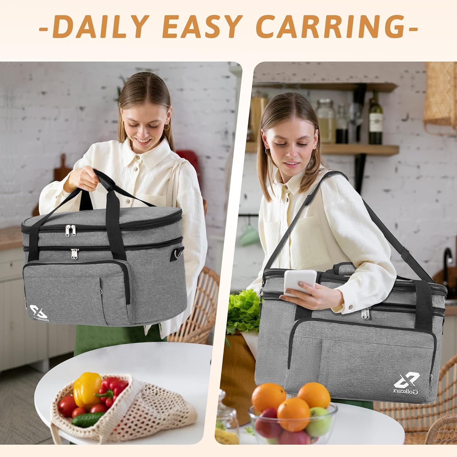 Golkcurx Double Layer Slow Cooker Bag for 6-8 Quart Oval CrockPot and Hamilton Beach Models, with Padded Adjustable Strap, Top Zip Compartment, and Front Pocket for Utensils(Bag Only) Golkcurx Double Layer Slow Cooker Bag for 6-8 Quart Oval CrockPot and Hamilton Beach Models, with Padded Adjustable Strap, Top Zip Compartment, and Front Pocket for Utensils(Bag Only)