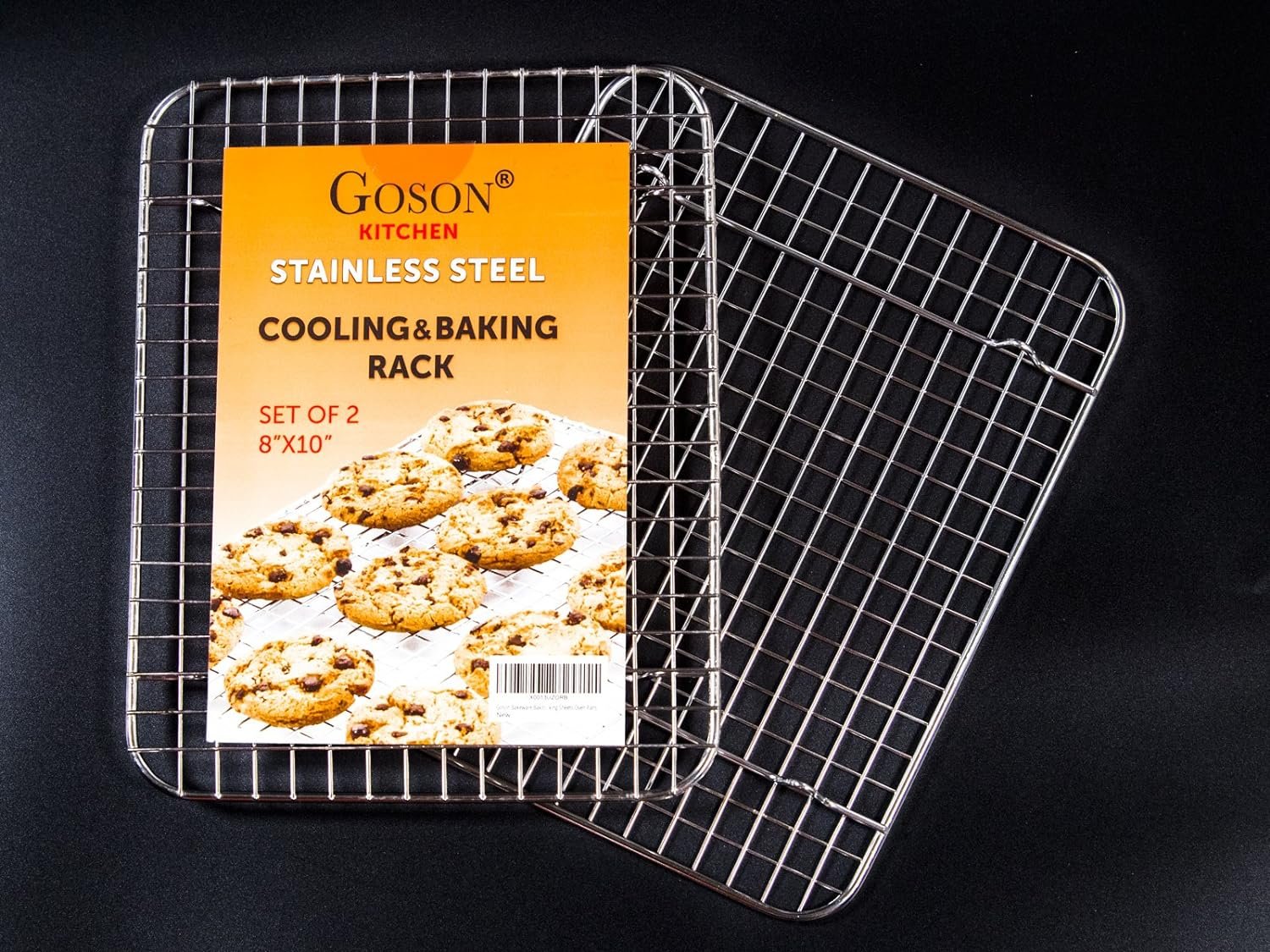 Goson Heavy Duty Stainless Stain Bakeware, Baking, Cooling, Oven Roasting, Broiler Rack, 8in by 10in, Cross Wire, Pack of 2, Compatible with Various Baking Sheets Oven Pans